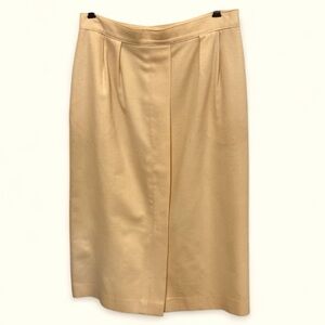 Vintage Paul Stanley cream midi front slit wool skirt with pockets size 14